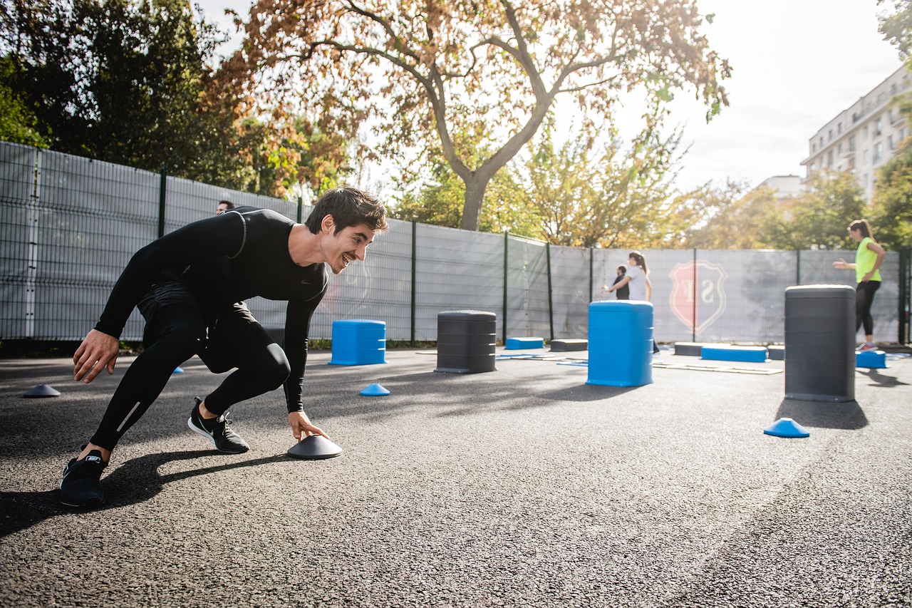 A man doing cone exercise outdoor