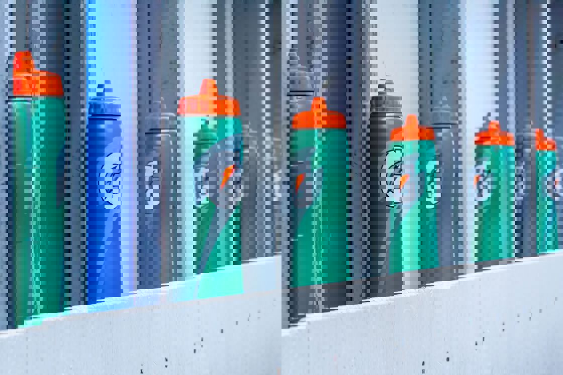 Green Gatorade bottles lined up