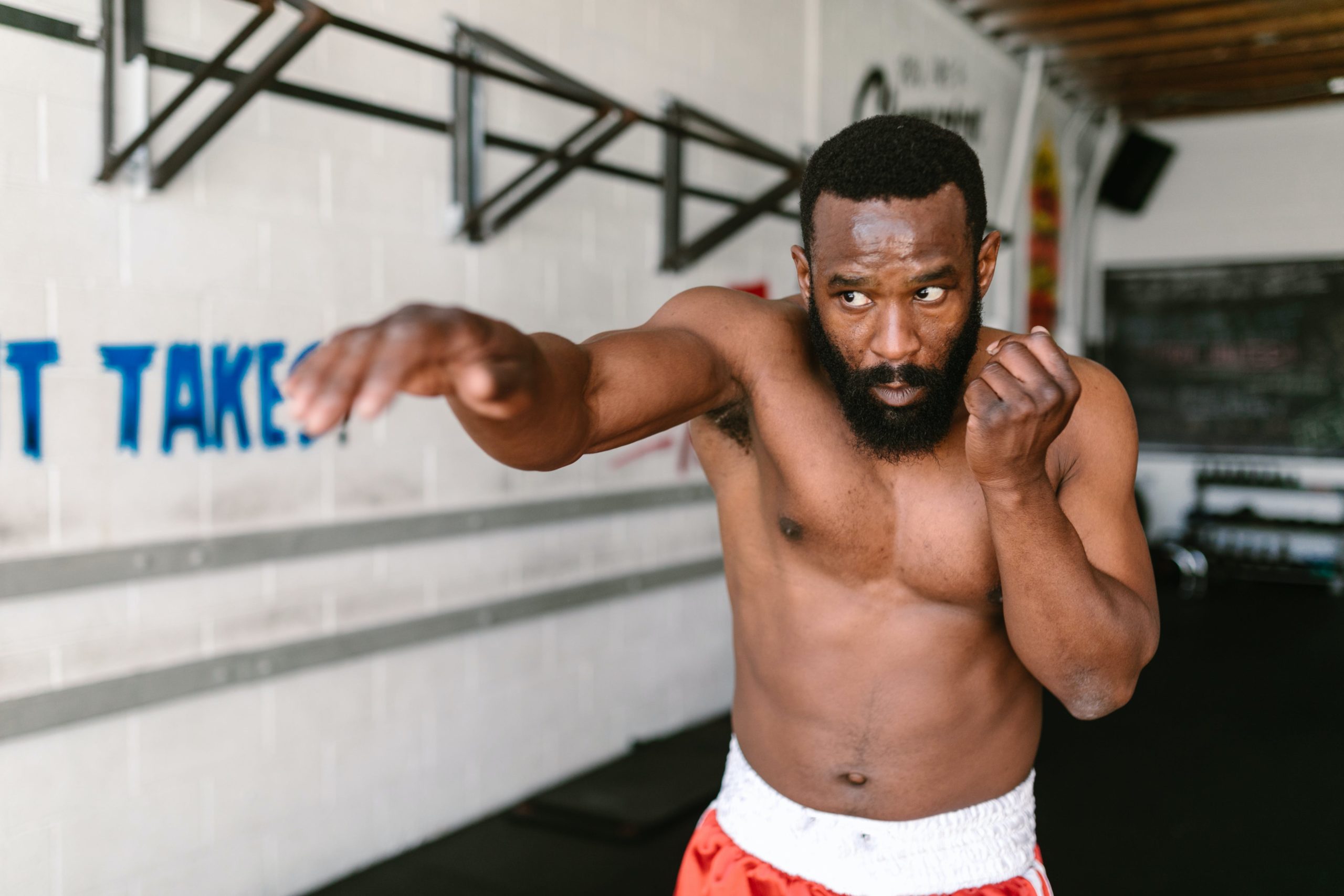 A man punching on the air